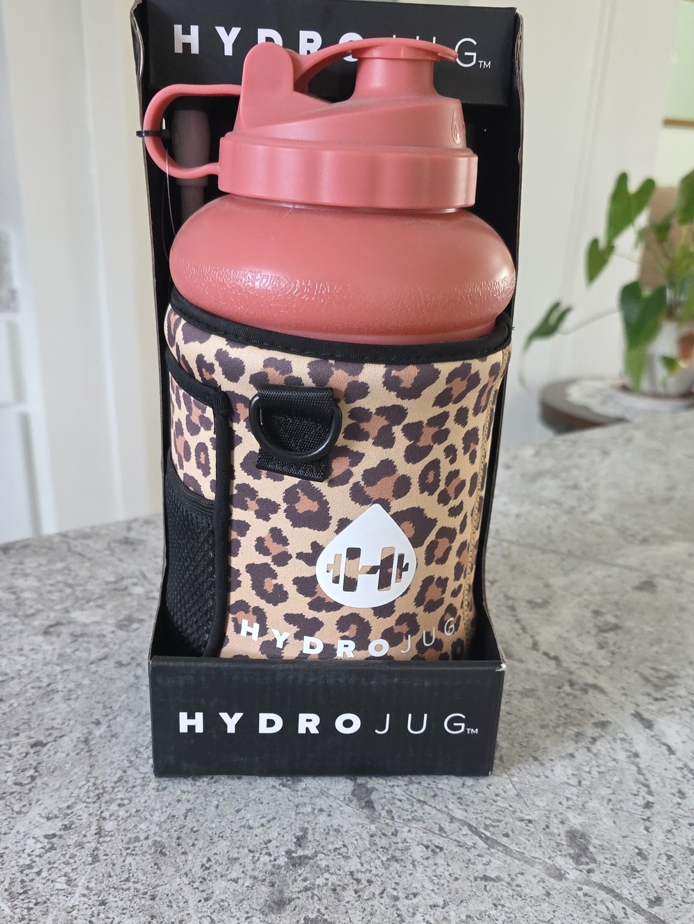 HydroJug Rose Water Bottle with Leopard Print Sleeve